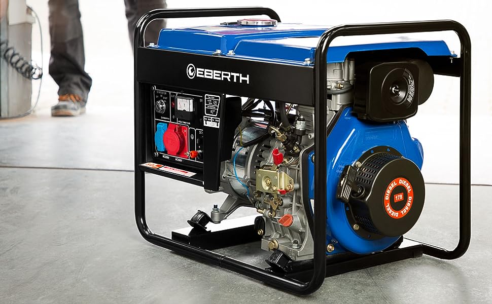 EBERTH 5000W Générateur diesel 3 phase