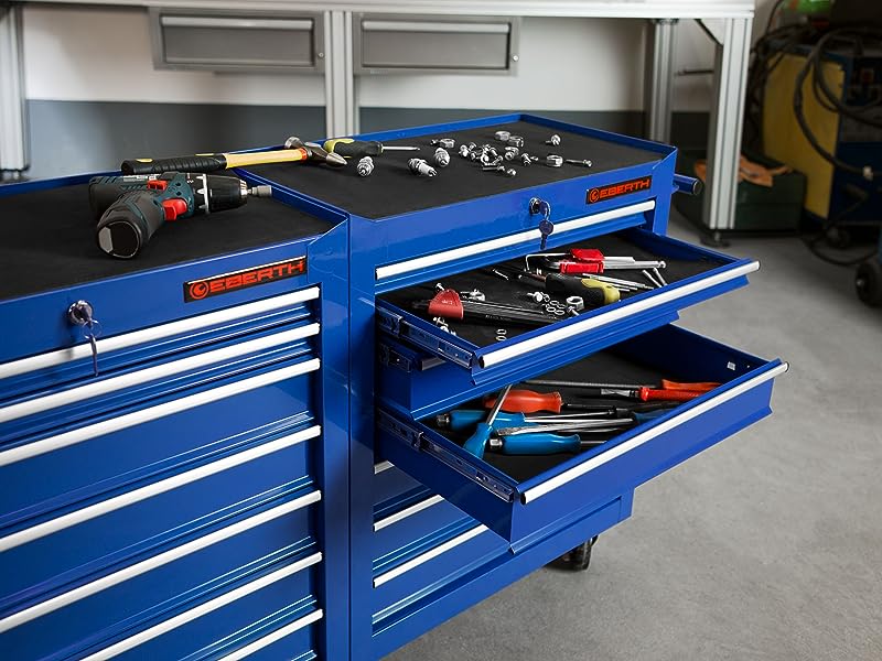 Armoire 7 tiroirs atelier métallique bleu